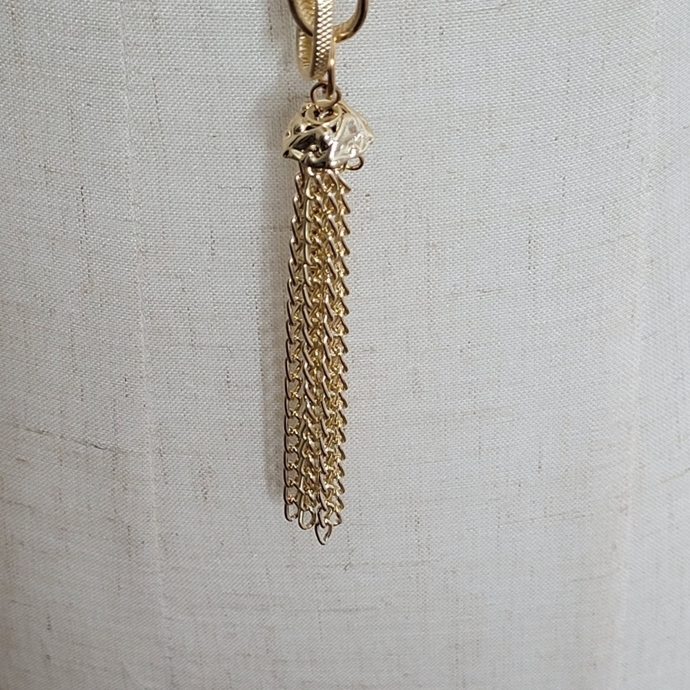 Paparazzi Gold-Tone Chain Earrings and Scarf Necklace Set - Picture 6 of 8